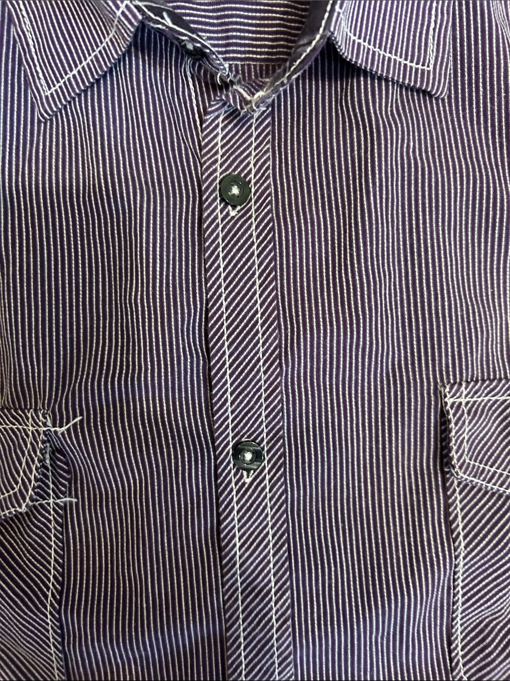 Michael Brandon Purple & White Pinstripe Casual Button-Down Shirt - Picture 9 of 11